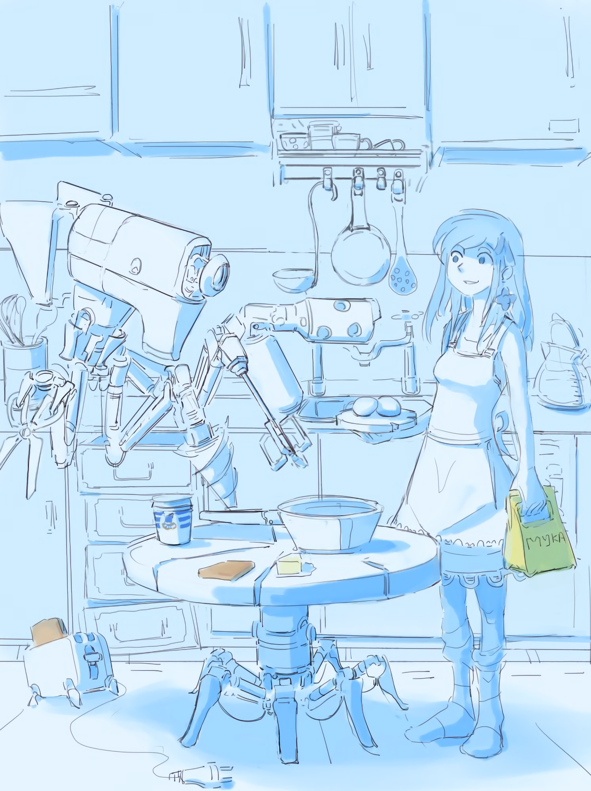 Для сборки робота который готовит блинчики. Девушка на кухне арт. Позы для кухни Рисованные. Девушка на кухне рисунок.